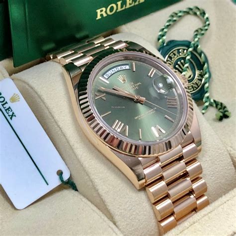 rolex rose gold and green|rolex rose gold 40mm president.